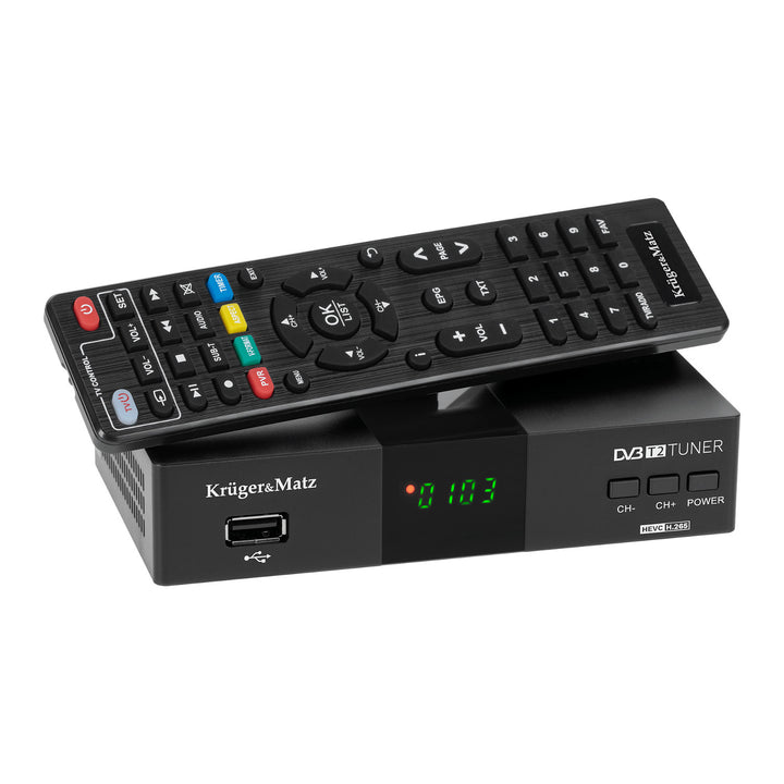 DVB-T2-Tuner und -Decoder KM0550D H.265 HEVC EPG PVR Timeshift Kruger&Matz