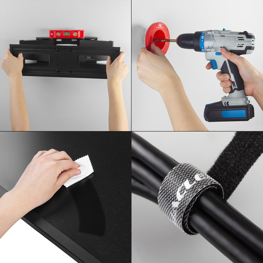 Maclean TV-Halterung, max VESA 600x400, 32-85", 60kg, horizontale und vertikale Winkelverstellung, Wandabstand 65-390mm, schwarz, MC-789