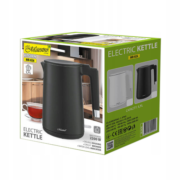 Maestro elektrischer Wasserkocher, 1800W, 1,7l, schwarz, MR-026