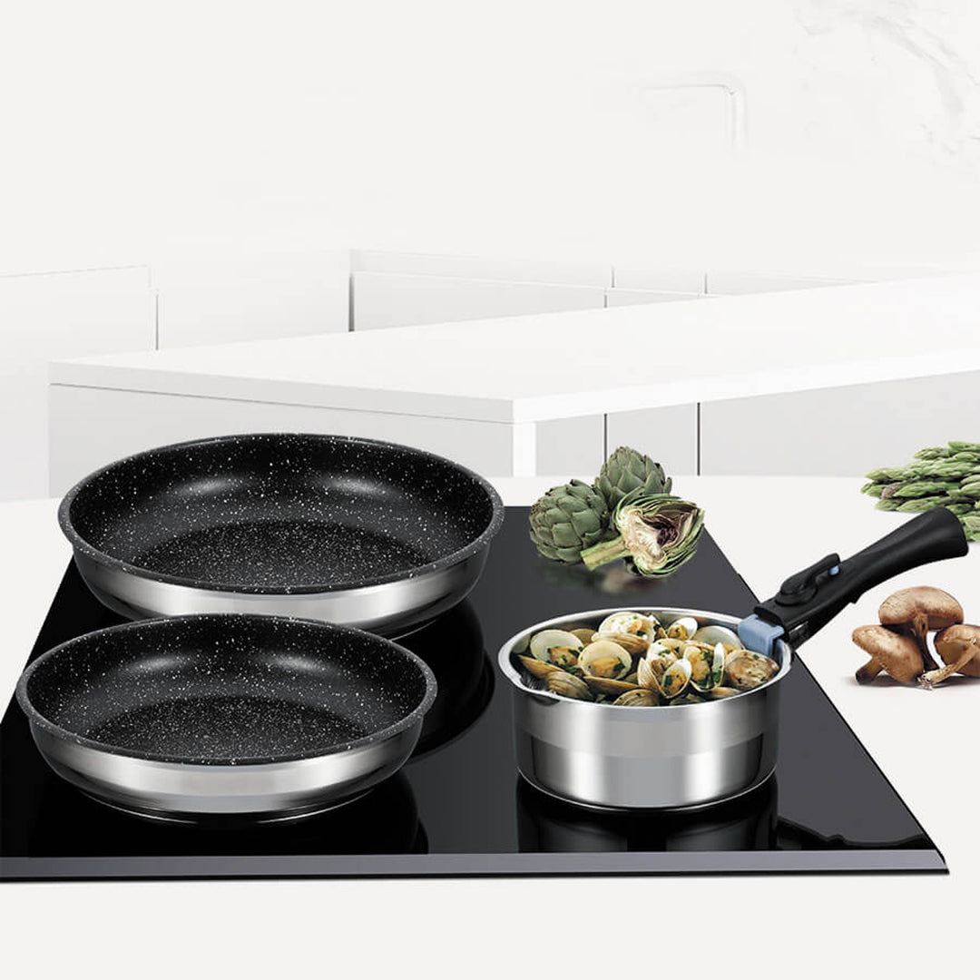 Maestro-Set, 2 Pfannen, Stielkasserolle, abnehmbarer Griff, MR-3529-4
