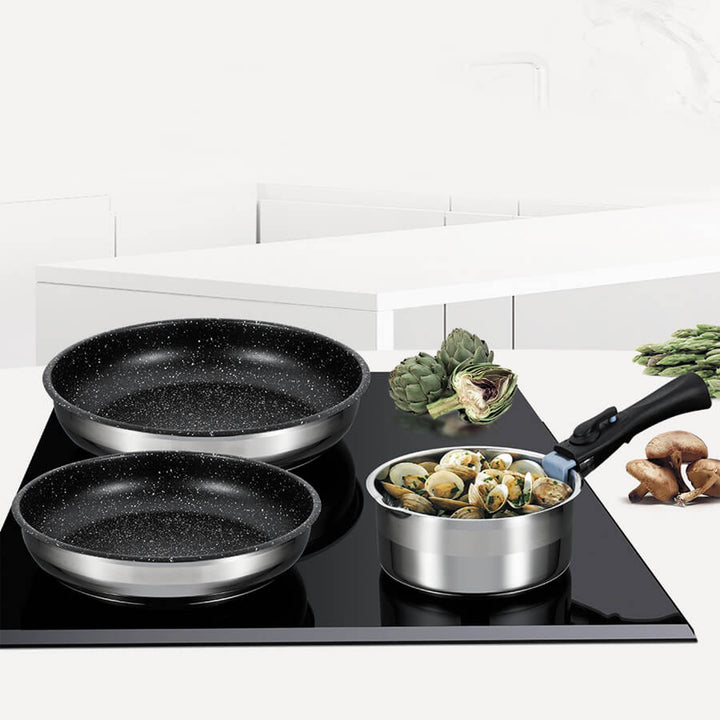 Maestro-Set, 2 Pfannen, Stielkasserolle, abnehmbarer Griff, MR-3529-4