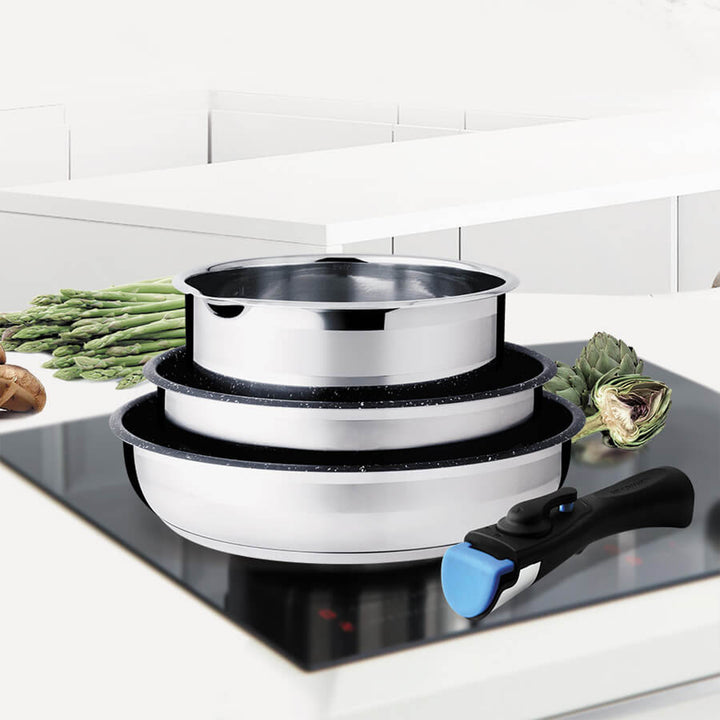 Maestro-Set, 2 Pfannen, Stielkasserolle, abnehmbarer Griff, MR-3529-4