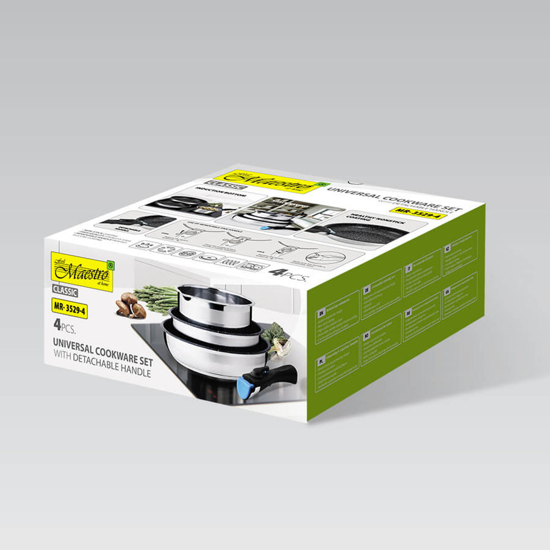 Maestro-Set, 2 Pfannen, Stielkasserolle, abnehmbarer Griff, MR-3529-4