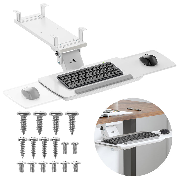 Maclean Untertisch-Tastaturablage verstellbar, max. 5kg, weiß, MC-156 W