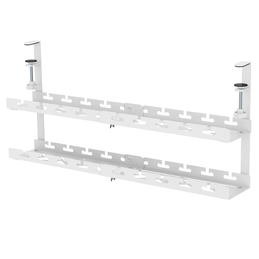 Maclean Untertisch-Kabelorganisation, max. 5kg Belastung, max. 728mm, 2 Ebenen, weiß, MC-102 W