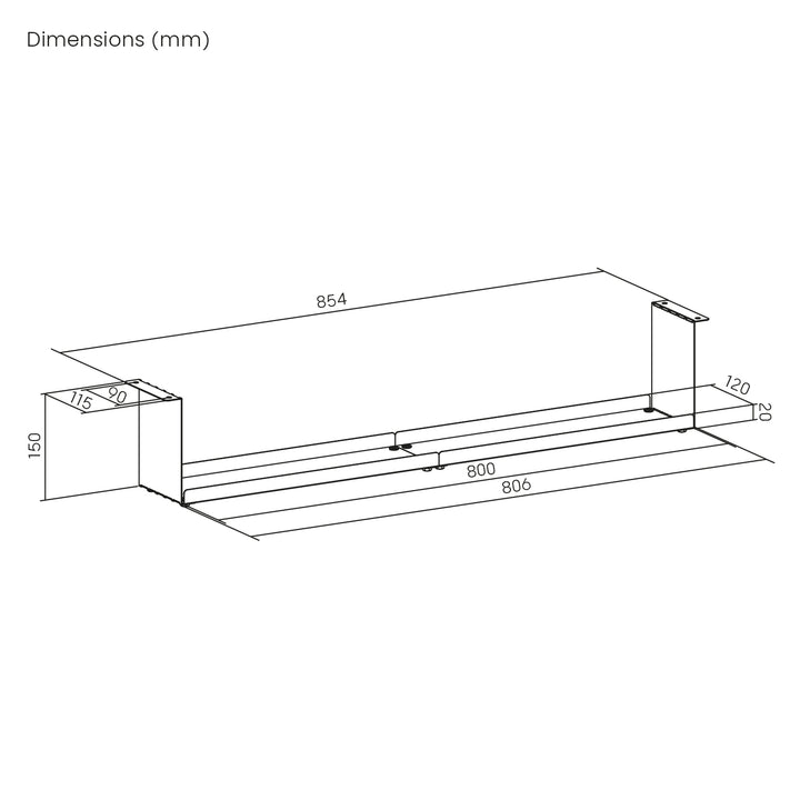 Maclean kompakter Untertisch-Kabelsammler, Tragfähigkeit 5 kg, weiß, MC-107 W
