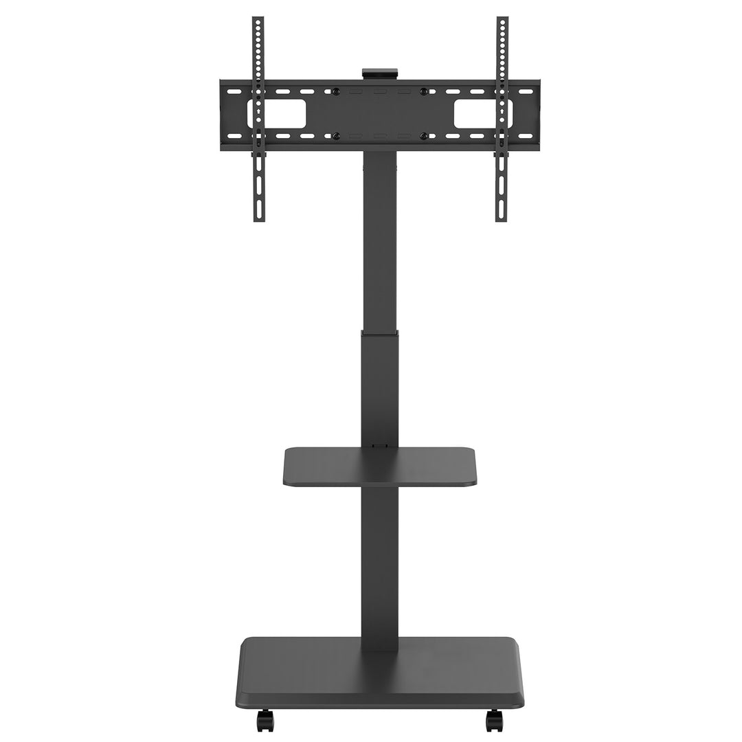 TV-Ständer / Wagen Ergo-Office, Tragfähigkeit 50kg / 5kg Ablagefläche, max. VESA 600x400, integrierte Steckdosenleiste, schwarz, ER-304 B