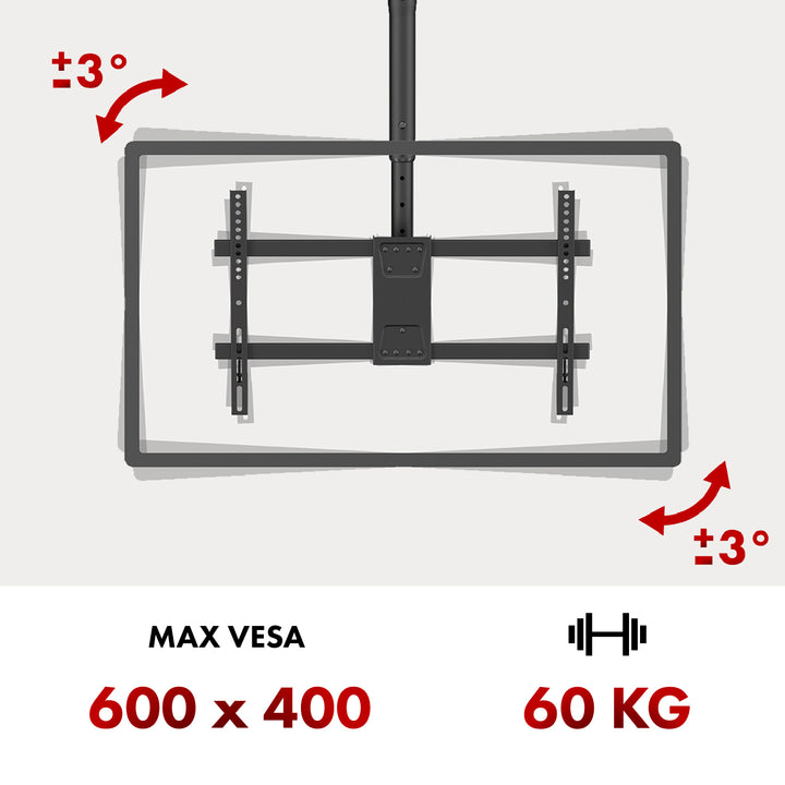 Deckenhalterung für Maclean TV, max. Belastung 60kg, 43-86", max VESA 600x400, MC-112 B