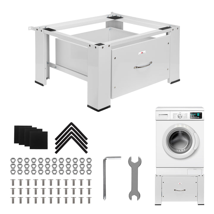 Waschmaschinen-/Trocknerunterschrank mit Schublade von Maclean, max. Belastbarkeit 150 kg, weiß, MC-117 W