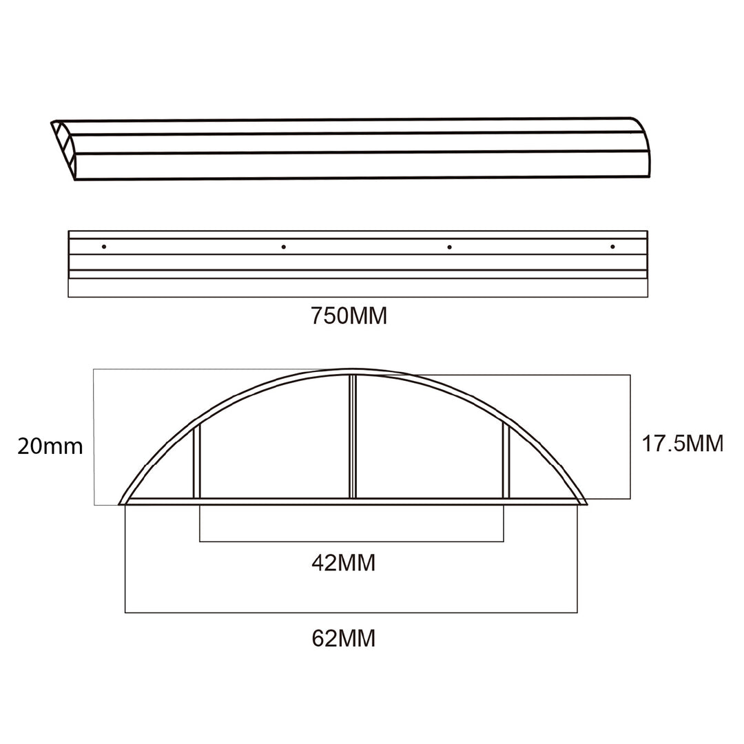 Aluminium-Kabelabdeckleiste, 62x20x750mm silber MC-814 S Maclean