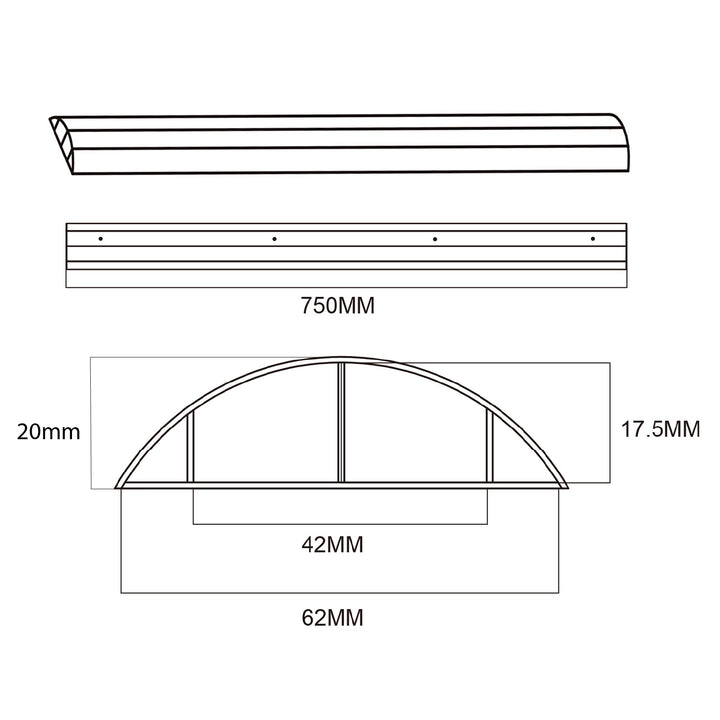Aluminium-Kabelabdeckleiste, 62x20x750mm silber MC-814 S Maclean