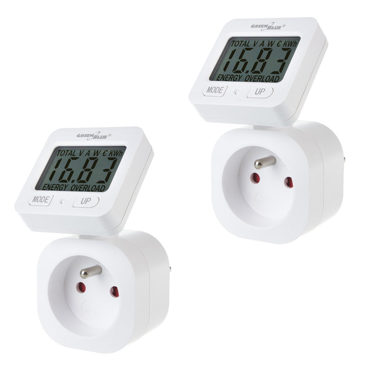 GreenBlue Energiezähler, Wattmeter, 16A, max. 3680W, Unterspeicher, GB615 E, 2 Stück