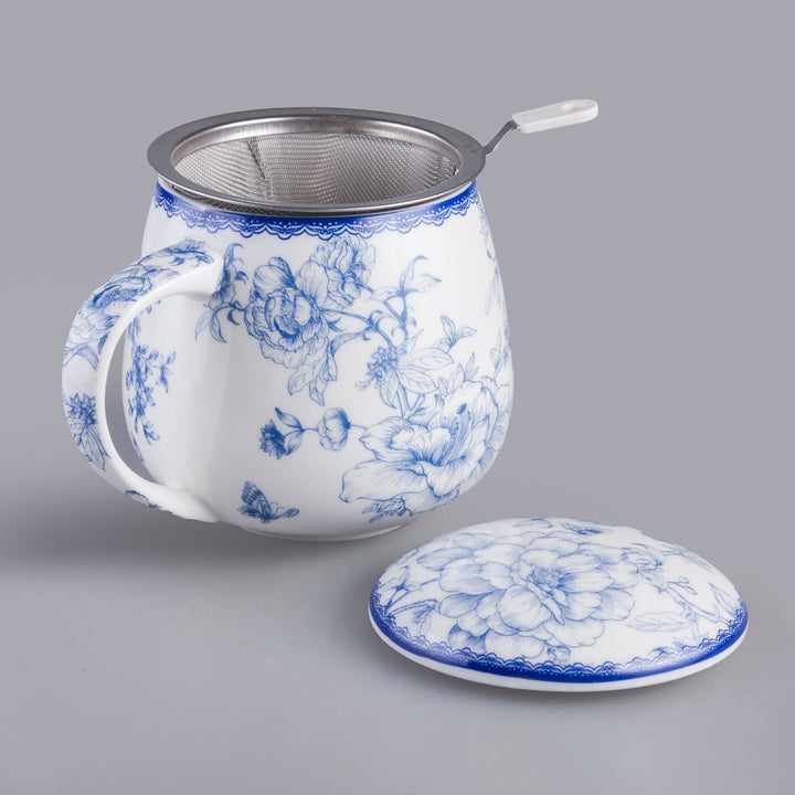 Eleganter, von der Kunst inspirierter Porzellantasse mit Sieb