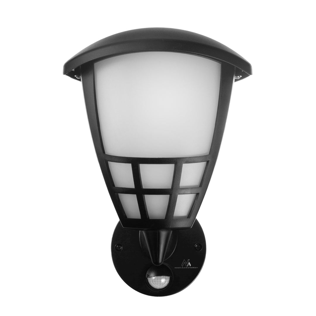 Wandleuchte 1xE27 mit Sensor Maclean, Infrarotsensor, max. Belastung 60W, IP65, schwarz, MCE518 B + LED-Glühbirne E27, 8W 230V Maclean Energy MCE268 WW warmweiß 3000K 1055lm Retro-Edison dekorativ