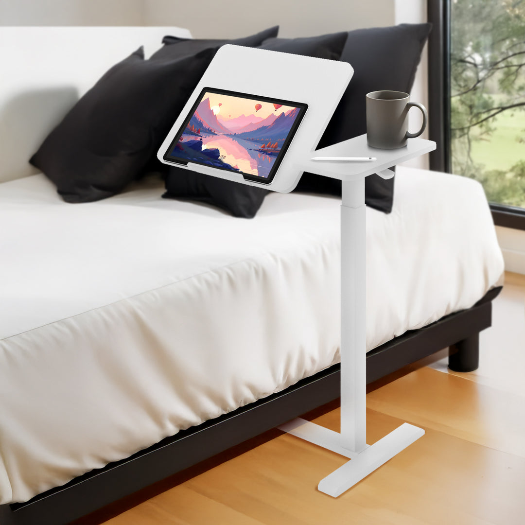 Mobiler Schreibtisch/Laptopständer Maclean, weiß, höhenverstellbar 76-109cm, max. 30kg , MC-120 W