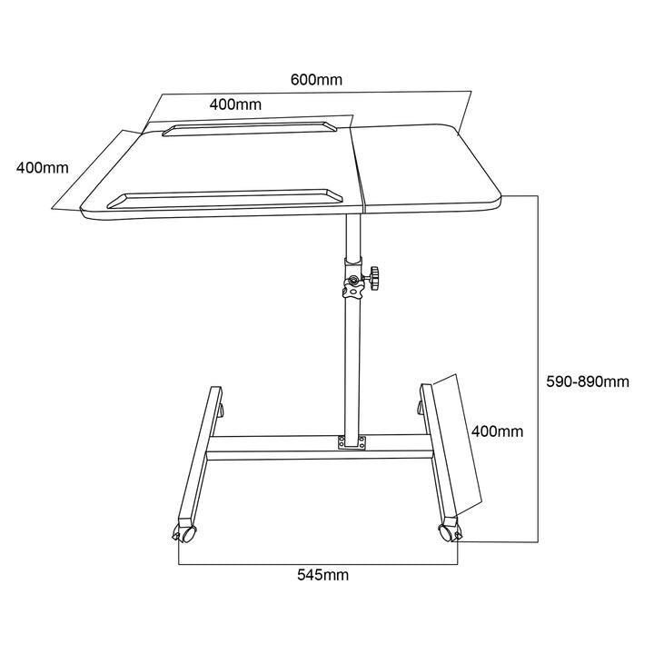 Mobiler Schreibtisch/Laptop-Ständer Maclean, weiß, höhenverstellbar 59-89cm, max. 30kg , MC-121 W
