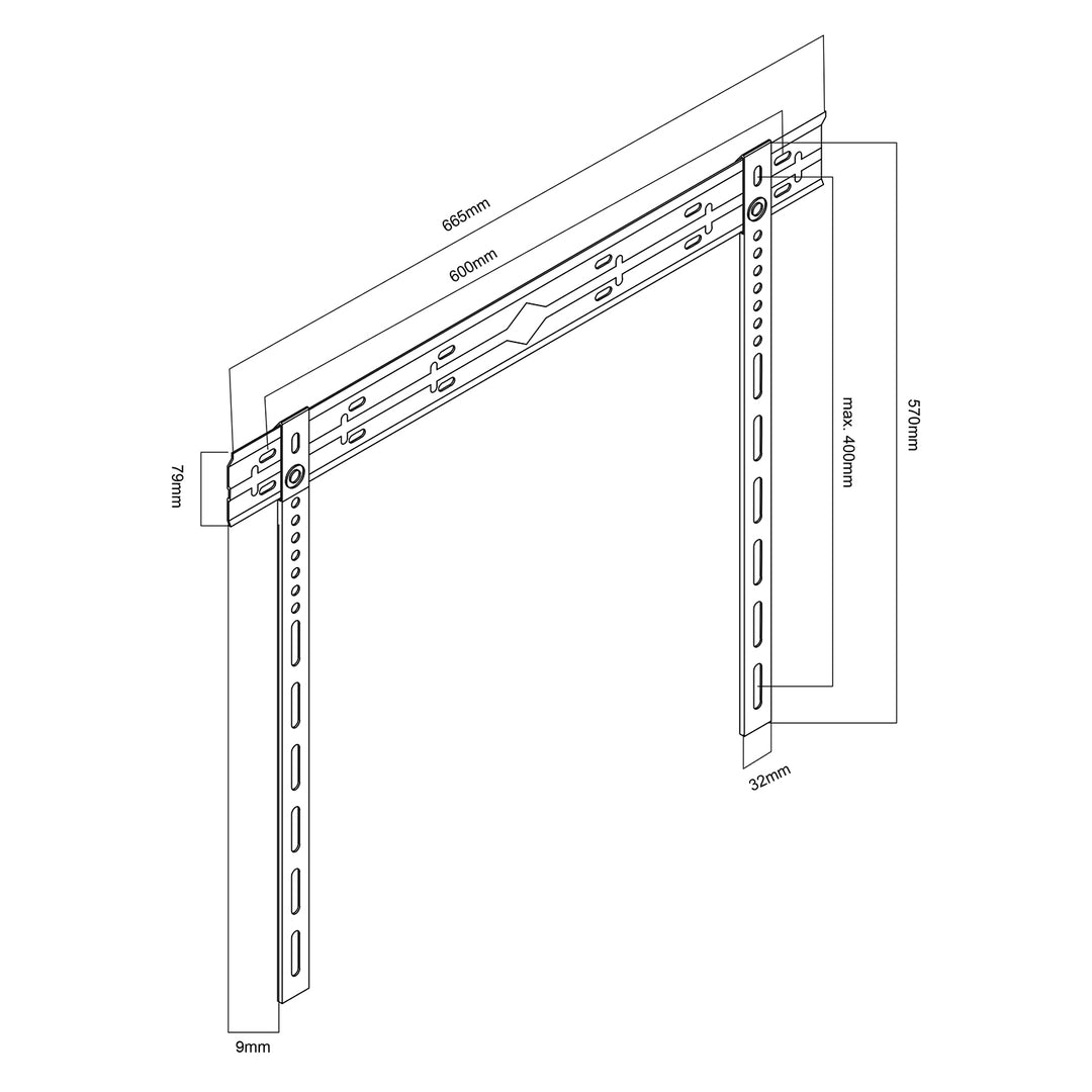 Maclean ultraflache Wandhalterung für TV, 40-85", max VESA 600x400, Belastung bis 80kg, MC-123