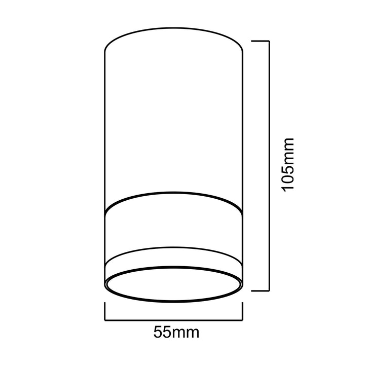 Maclean Anbauleuchte/Rohr, Spot, rund, Aluminium, GU10, 55x130mm, schwarz, MCE361 B + LED Leuchtmittel GU10 7W Maclean Energy MCE437 WW warmweiß 3000K, 220-240V~, 50/60Hz, 490 lm