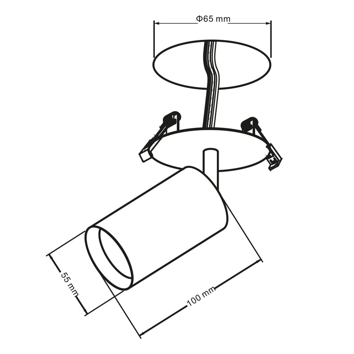 Maclean Einbauleuchte / Spot, rund, Aluminium, GU10, 55x130mm, schwarz, MCE364 B+LED Leuchtmittel GU10 7W Maclean Energy MCE437 WW warmweiß 3000K, 220-240V~, 50/60Hz, 490lm