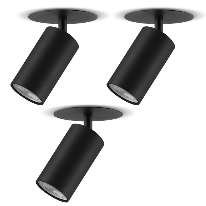 Maclean Decken Einbauleuchte / Spot, rund, Aluminium, GU10, 55x130mm, Farbe schwarz, MCE364 B 3Stk+ LED-Leuchtmittel GU10 7W Maclean Energy MCE437 WW warmweiß 3000K, 220-240V~, 50/60Hz 3Stk