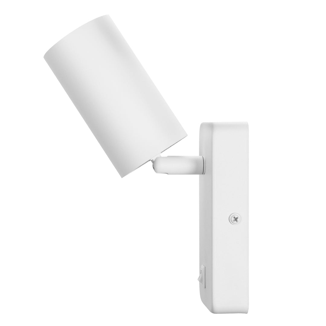 Maclean Wandlampe/Wandleuchte, Spot, rund, GU10, mit 55x90mm Schalter, weiß, MCE369 W+LED Leuchtmittel GU10 7W Maclean Energy MCE437 NW neutralweiß 4000K, 220-240V~, 50/60Hz, 490 Lumen