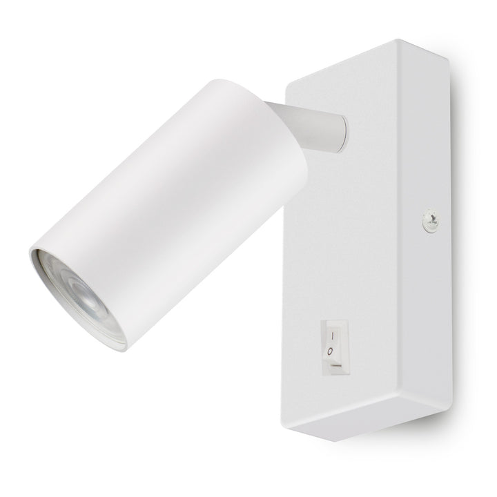 Maclean Wandlampe/Wandleuchte, Spot, rund, GU10, mit 55x90mm Schalter, weiß, MCE369 W+LED Leuchtmittel GU10 7W Maclean Energy MCE437 NW neutralweiß 4000K, 220-240V~, 50/60Hz, 490 Lumen