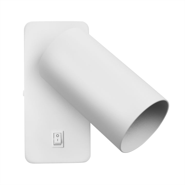 Wandlampe Wandleuchte Maclean, Spot, rund, GU10, mit Schalter 55x90mm, weiß, MCE369 W 2Stück+ LED-Leuchtmittel GU10 7W Maclean Energy MCE437 WW warmweiß 3000K, 220-240V~, 50/60Hz, 2Stück