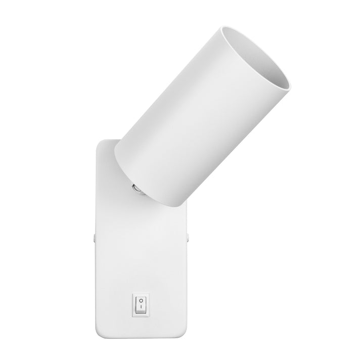 Wandlampe Wandleuchte Maclean, Spot, rund, GU10, mit Schalter 55x90mm, weiß, MCE369 W 2Stück+ LED-Leuchtmittel GU10 7W Maclean Energy MCE437 WW warmweiß 3000K, 220-240V~, 50/60Hz, 2Stück