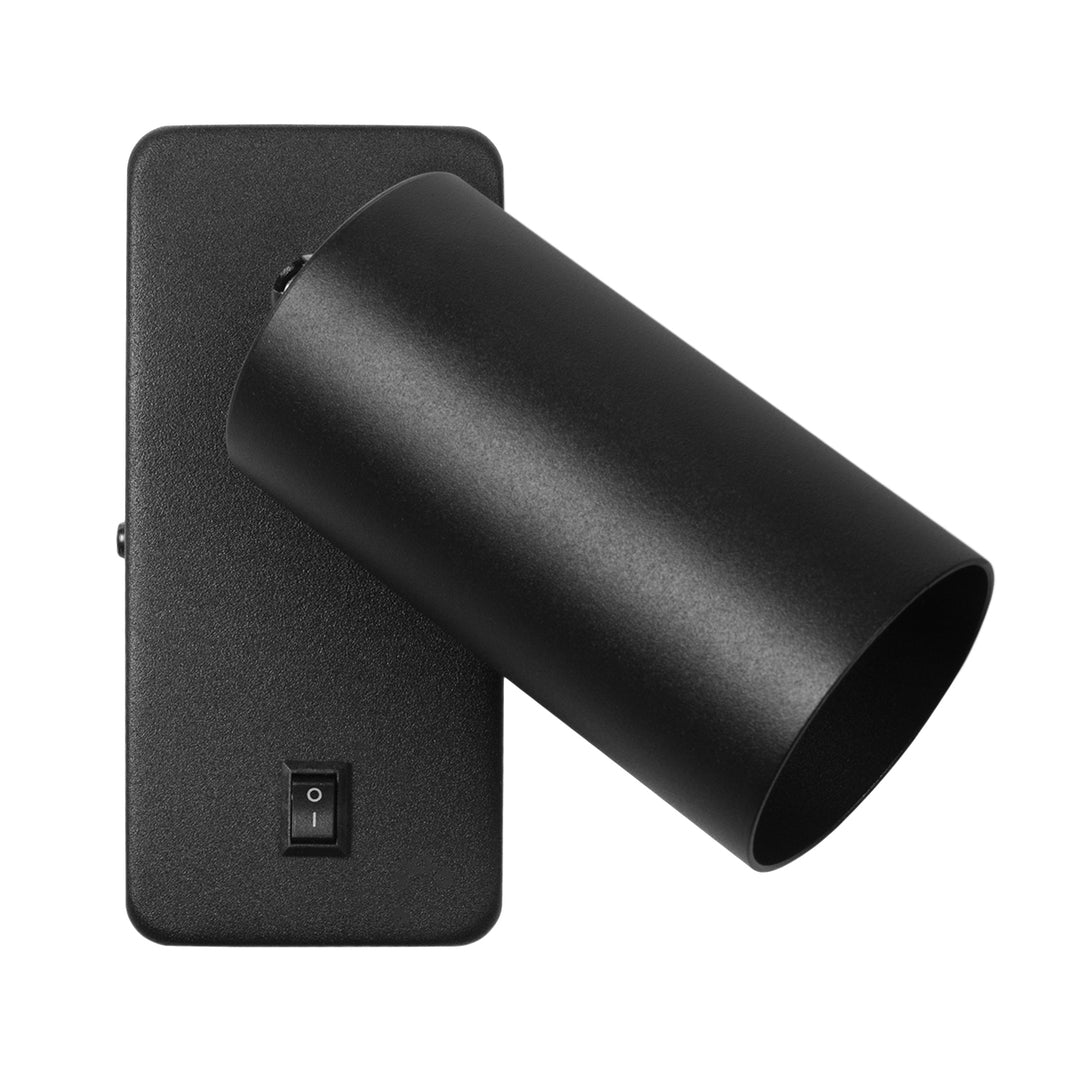 Wandlampe/Wandleuchte Maclean, Spot, rund, GU10, mit Schalter 55x90mm, Farbe schwarz, MCE369 B 2Stück+ LED-Glühbirne GU10 7W Maclean Energy MCE437 WW warmweiß 3000K, 220-240V~, 50/60Hz, 2Stück