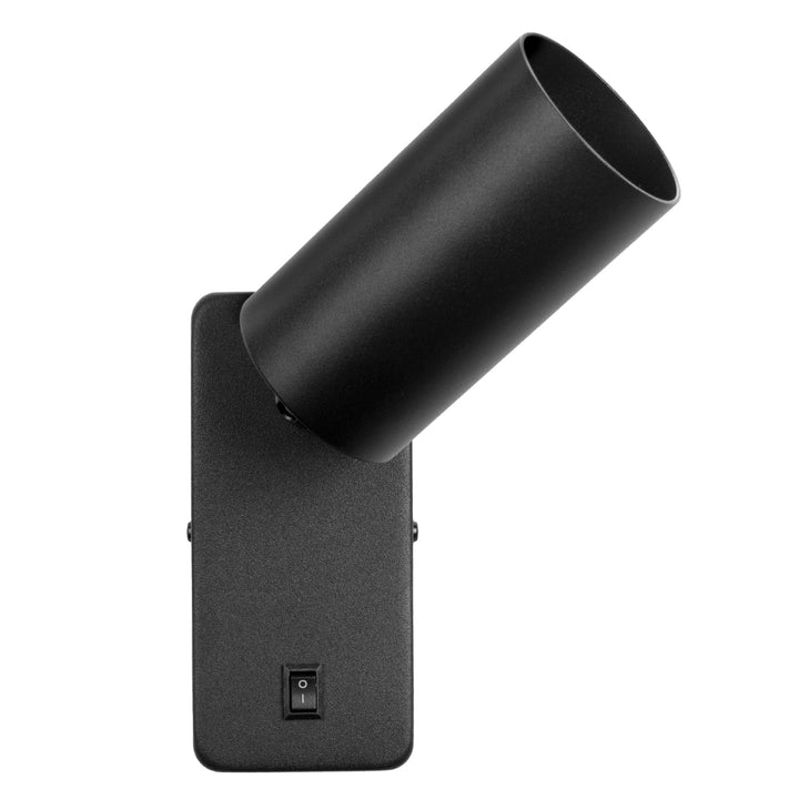Wandlampe/Wandleuchte Maclean, Spot, rund, GU10, mit Schalter 55x90mm, Farbe schwarz, MCE369 B 2Stück+ LED-Glühbirne GU10 7W Maclean Energy MCE437 WW warmweiß 3000K, 220-240V~, 50/60Hz, 2Stück