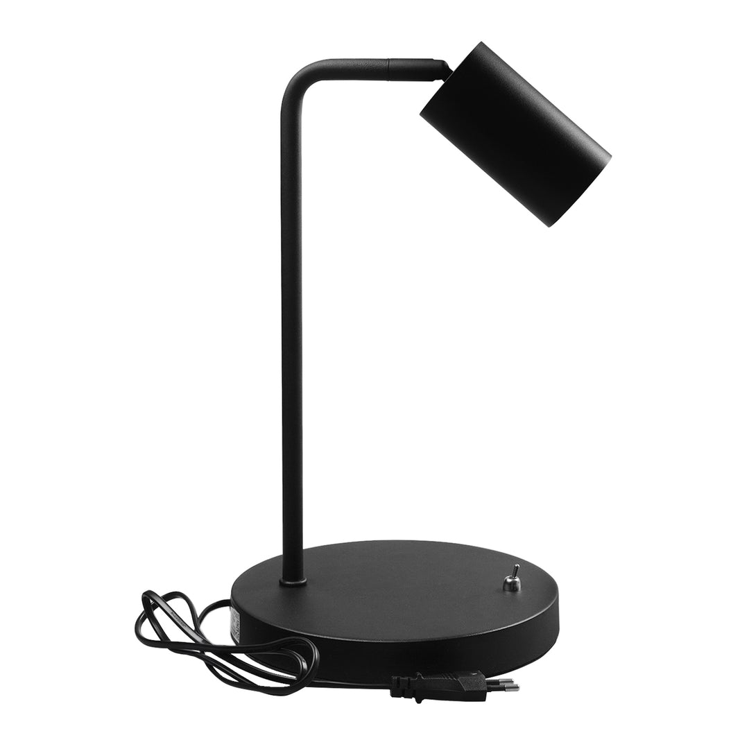 Maclean GU10 Tischleuchte, Spot, rund, GU10, mit 55x90mm Schalter, schwarz, MCE370 B + LED Leuchtmittel GU10 7W Maclean Energy MCE437 WW warmweiß 3000K, 220-240V~, 50/60Hz, 490lm