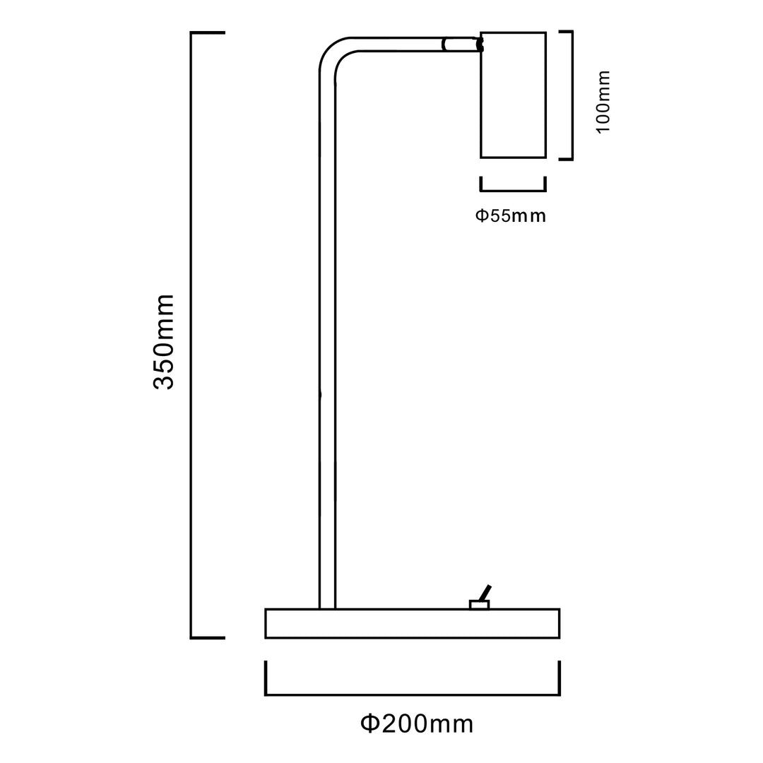 Maclean GU10 Tischleuchte, Spot, rund, GU10, mit 55x90mm Schalter, schwarz, MCE370 B + LED Leuchtmittel GU10 7W Maclean Energy MCE437 WW warmweiß 3000K, 220-240V~, 50/60Hz, 490lm