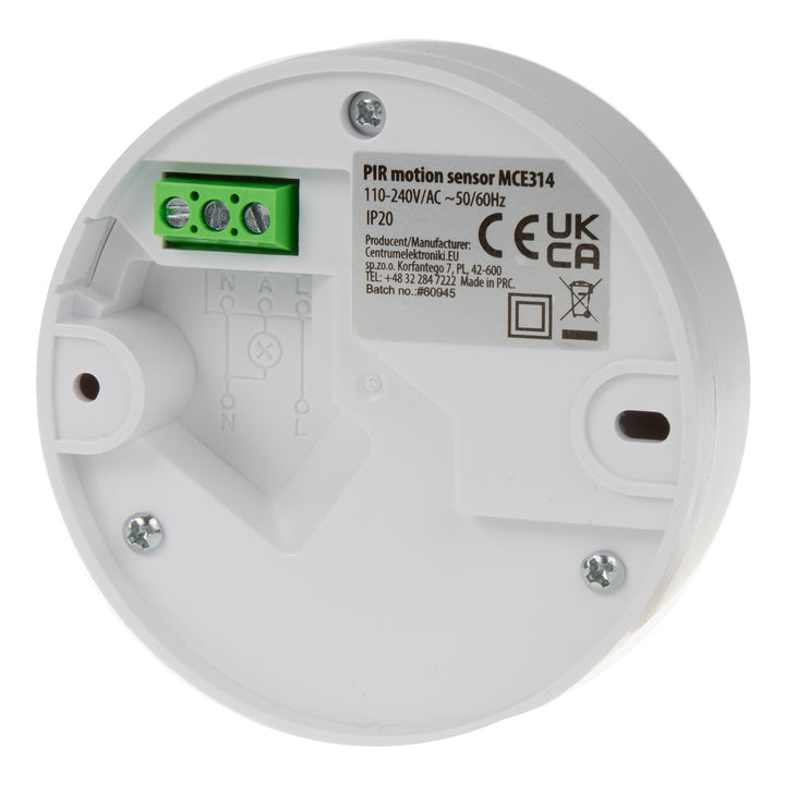 Maclean PIR Bewegungsmelder, Reichweite 6m, Deckenmontage, max. Belastung 1200W, IP20, MCE314 W 4 Stück