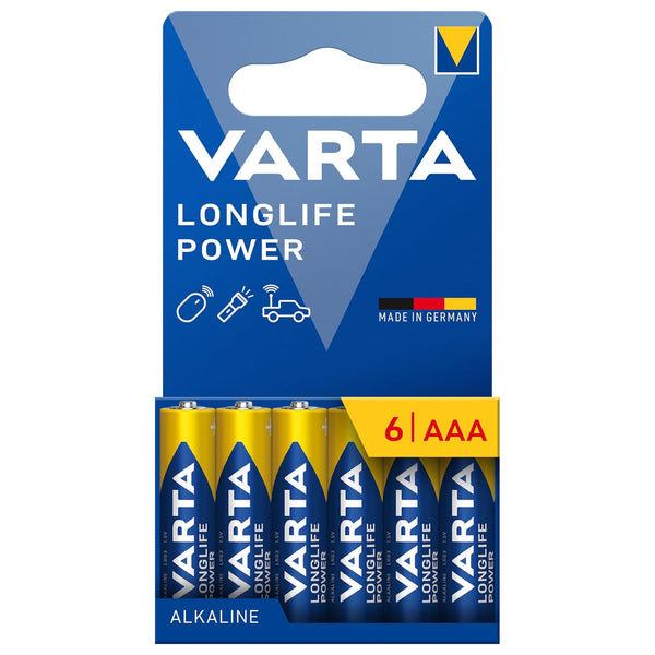 VARTA Longlife Power, 6 AAA-Alkalibatterien, LR03, 1,5 V