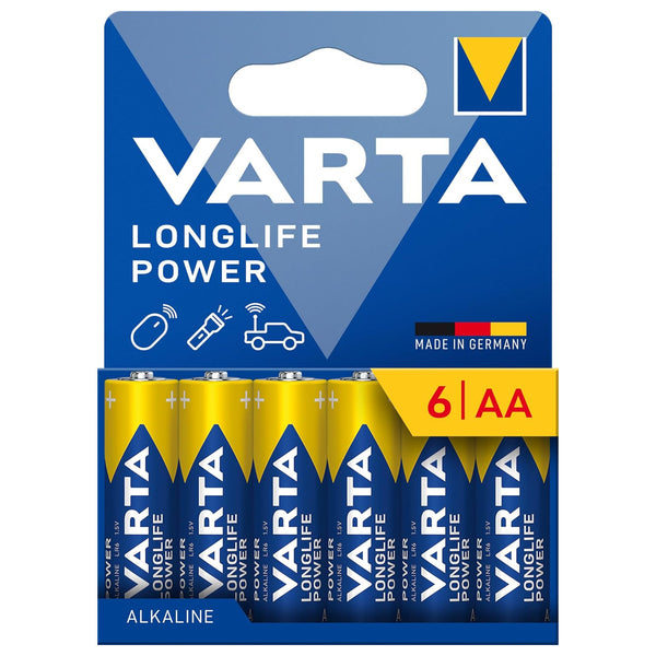 VARTA Longlife Power, 6 AA-Alkalibatterien, LR06, 1,5V