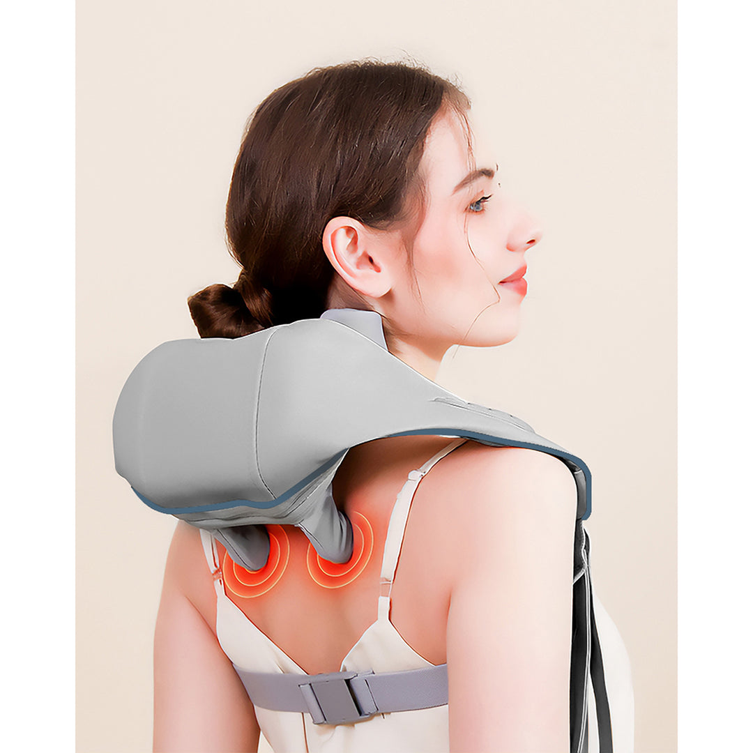 Schulter- und Nackenmassagegerät. Shiatsu, 5D Nachahmung Hände, 6 Massageköpfe, 3 Modi, 3 Geschwindigkeiten, kabellos, USB-C-Ladeanschluss HALS & amp; SCHULTER-MASSAGEGERÄT