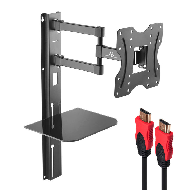 TV-Halterung mit DVD-Regal Maclean, vesa 200x200 , 23"-42", 30kg, MC-771+HDMI 2.0 4K 3D UHD 1.8m CABLE 48 bit
