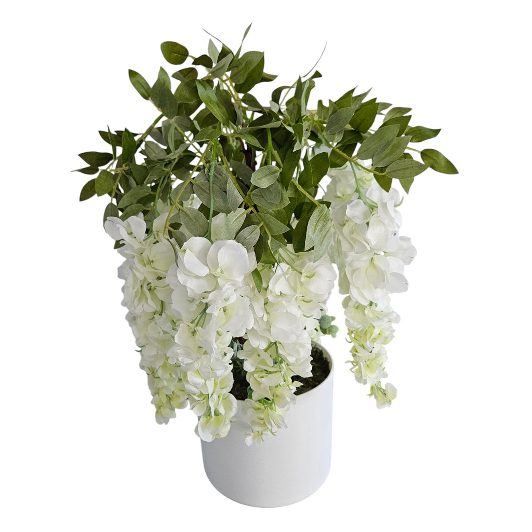 Damich künstliche Wisteria Glyzinie, 3-stielige Blüten, 9 Blütenstände, 9pwb