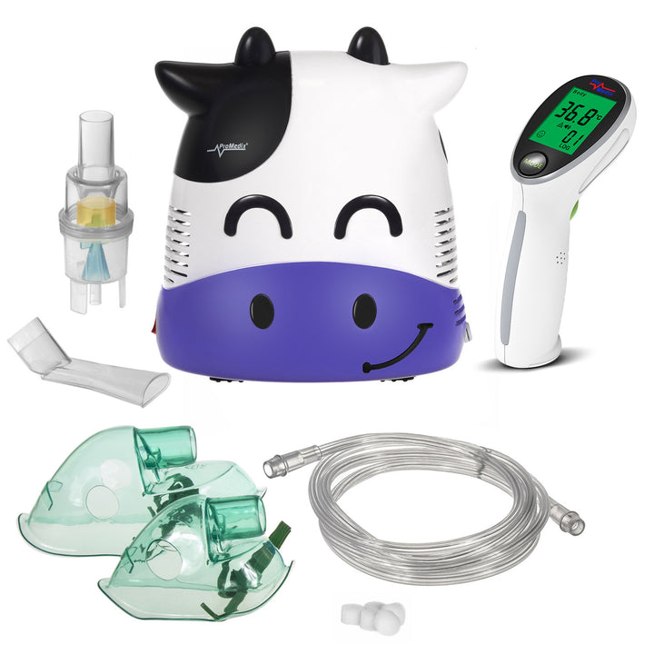 Promedix Kinderinhalator, Inhalator, Vernebler, Maske, Filterset, PR-810 + Promedix PR-960 berührungsloses medizinisches Infrarot-Thermometer