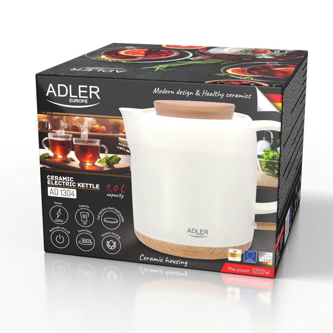Keramik-Wasserkocher 1.0L, 1200W, ecru, Adler AD 1304