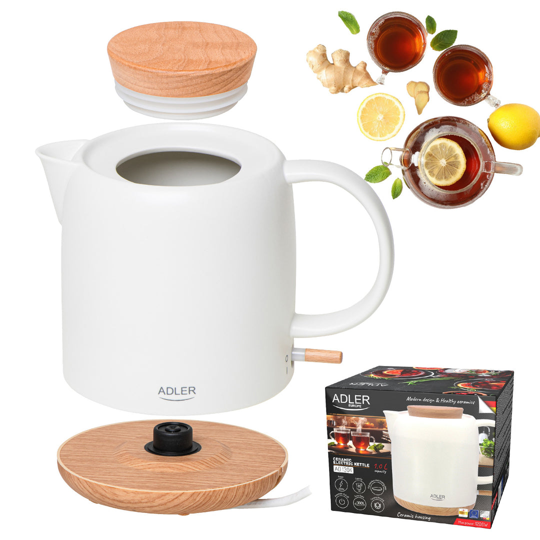 Keramik-Wasserkocher 1.0L, 1200W, ecru, Adler AD 1304