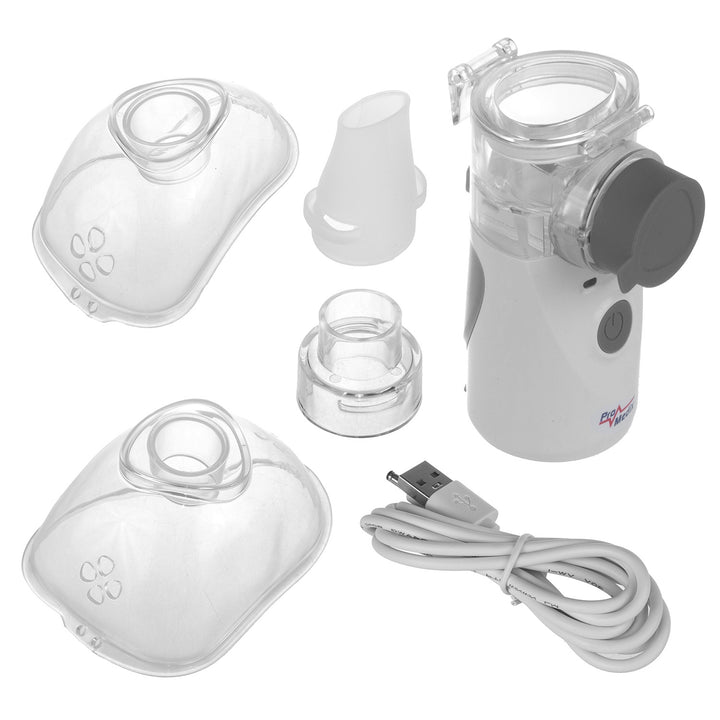 Promedix Tragbarer Inhalator, Set mit Masken, PR-835 + 20x Medizinische Masken CE EN 14683:2019 - Kit - blaue Farbe 2x10 Stück Promedix PR-280 BFE>98%