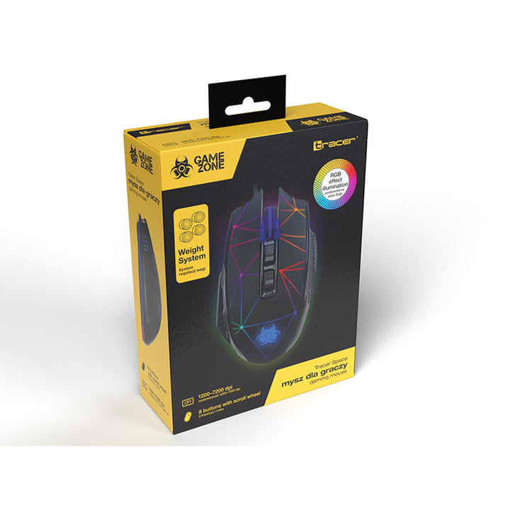 Tracer Gaming-Maus mit RGB-Hintergrundbeleuchtung, 7200 DPI, Space