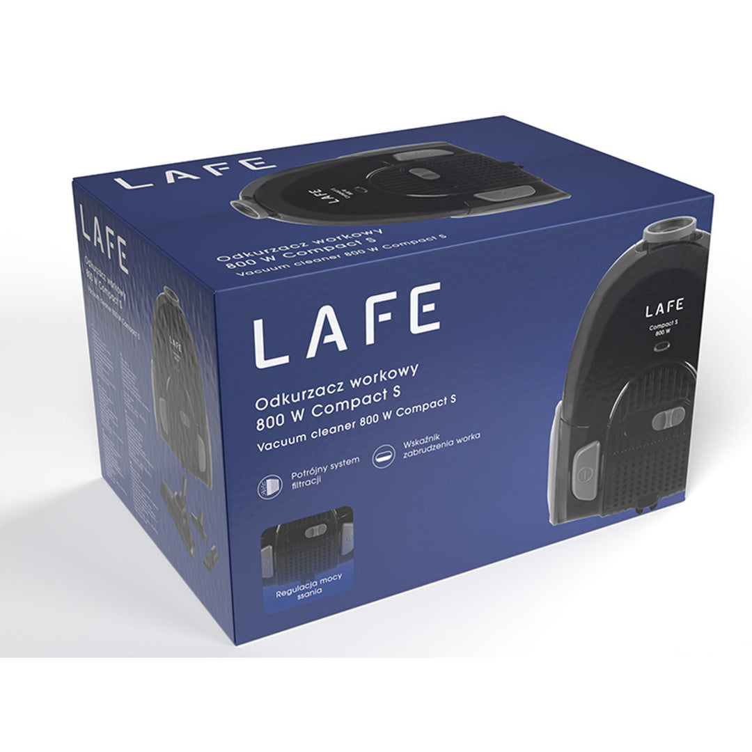 Lafe Staubsauger mit Beutel, dreifaches Filtersystem, 800W, schwarz, Compact S