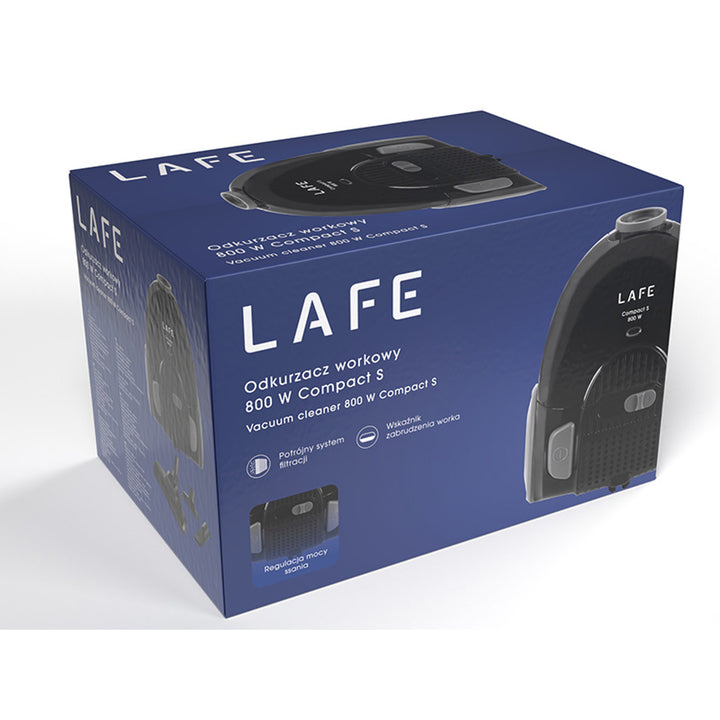Lafe Staubsauger mit Beutel, dreifaches Filtersystem, 800W, schwarz, Compact S