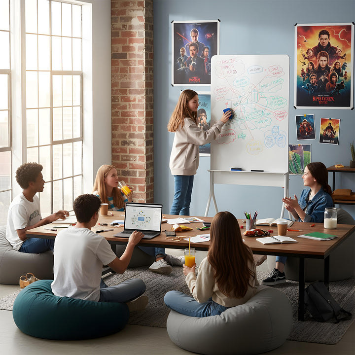 Ergo Office mobile Schreibtafel, vertikale Ausrichtung, weiß, einseitig, mit Ablage, Tafelgröße 1190x790mm, ER-305