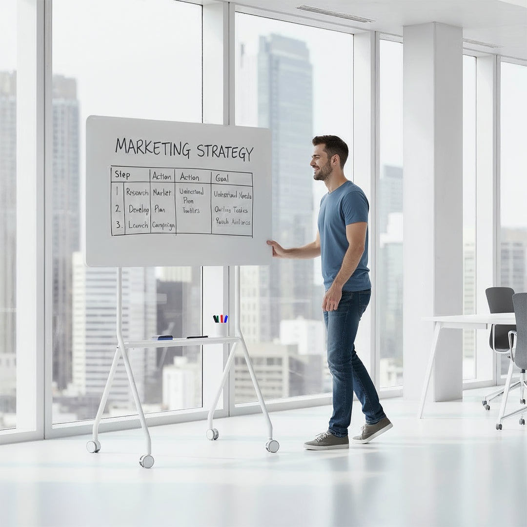 Ergo Office mobile Schreibtafel, horizontale Ausrichtung, weiß, einseitig, mit Ablage, Tafelmaße 1190x790mm, ER-306