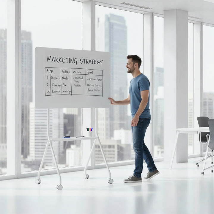 Ergo Office mobile Schreibtafel, horizontale Ausrichtung, weiß, einseitig, mit Ablage, Tafelmaße 1190x790mm, ER-306