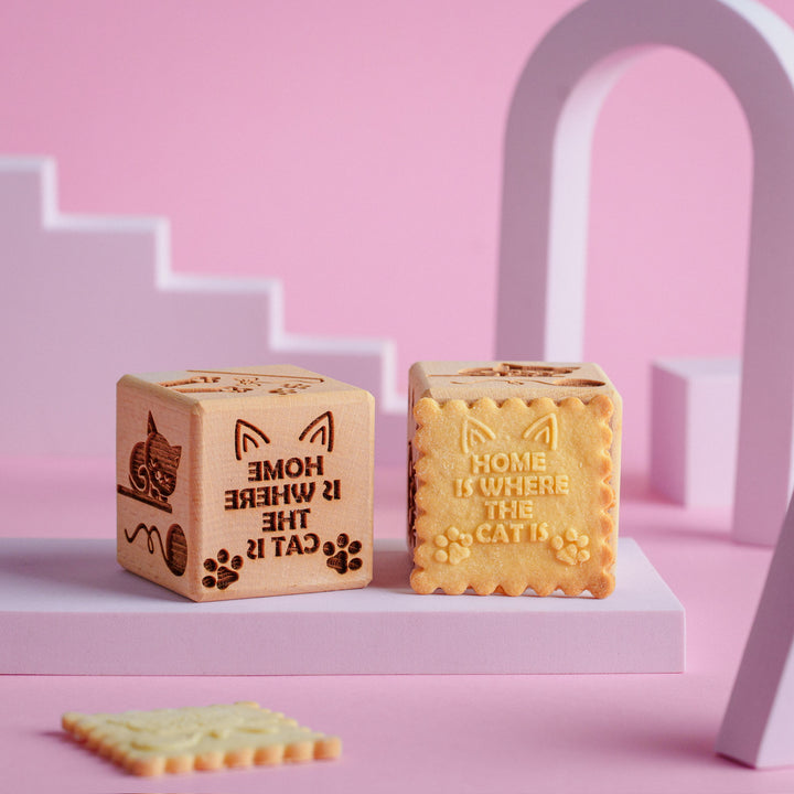 Goody Woody Kuchenwürfel mit Gravur, 6 cm, Buchenholz, 6 Motive, Katzen