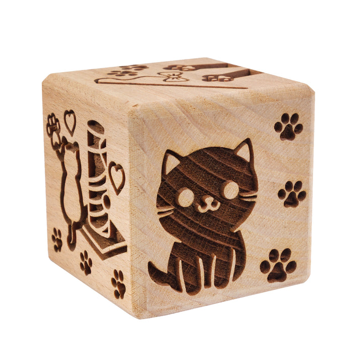 Goody Woody Kuchenwürfel mit Gravur, 6 cm, Buchenholz, 6 Motive, Katzen